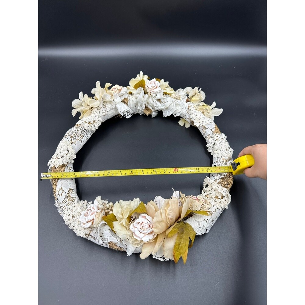 Floral Rose lace Victorian cottagecore lolita homemade Wreath Front Decor
